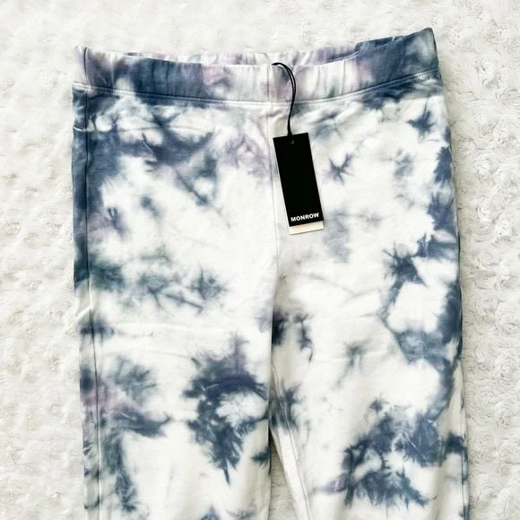NWT- MONROW Midnight Iris Active Sweatpants Legging Two Tone Crystal Tie Dye - Picture 9 of 16